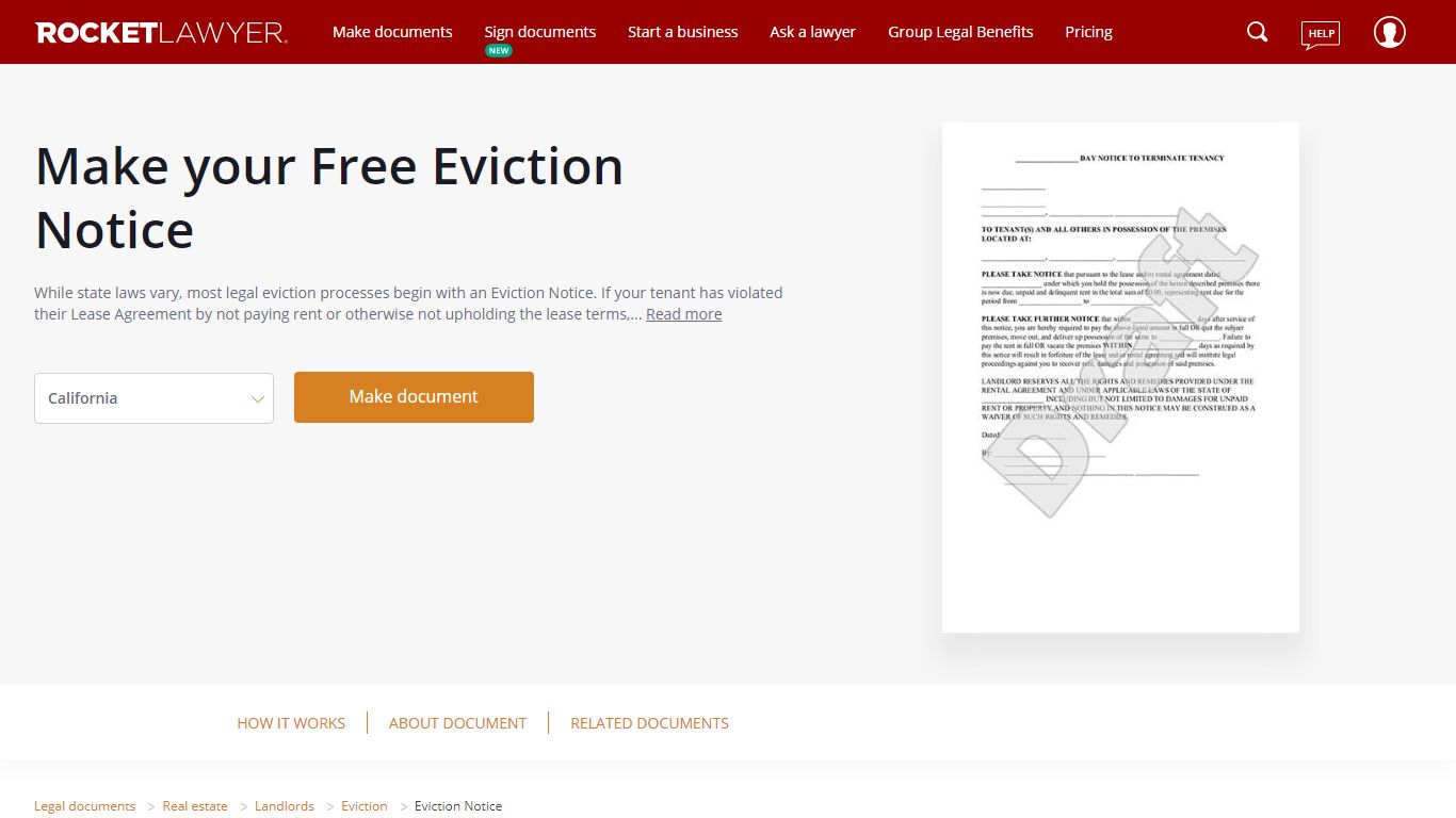 Free Eviction Notice | Free to Print, Save & Download - Rocket Lawyer