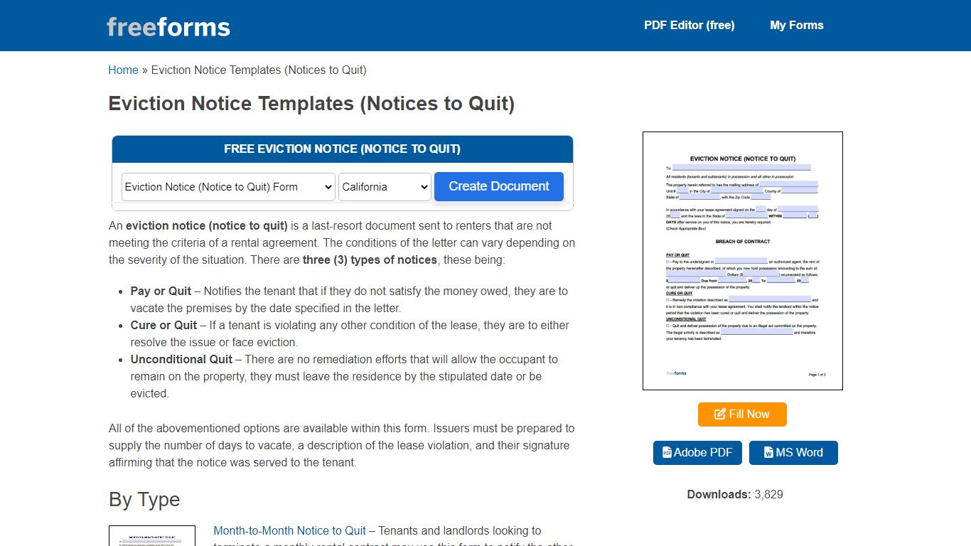 Free Eviction Notice Templates (Notices to Quit) | PDF | WORD