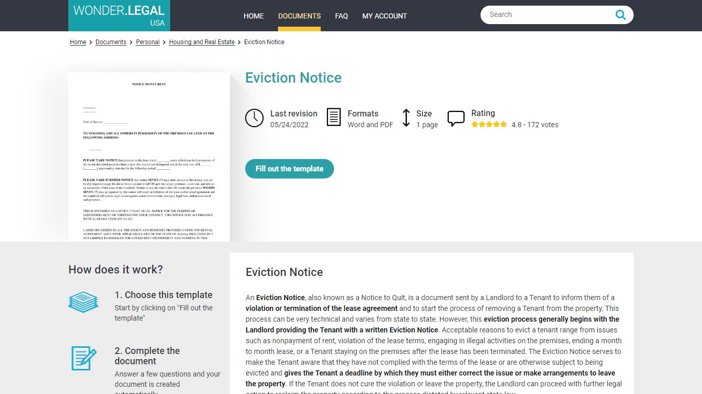 Eviction Notice - Sample, Template - Word & PDF