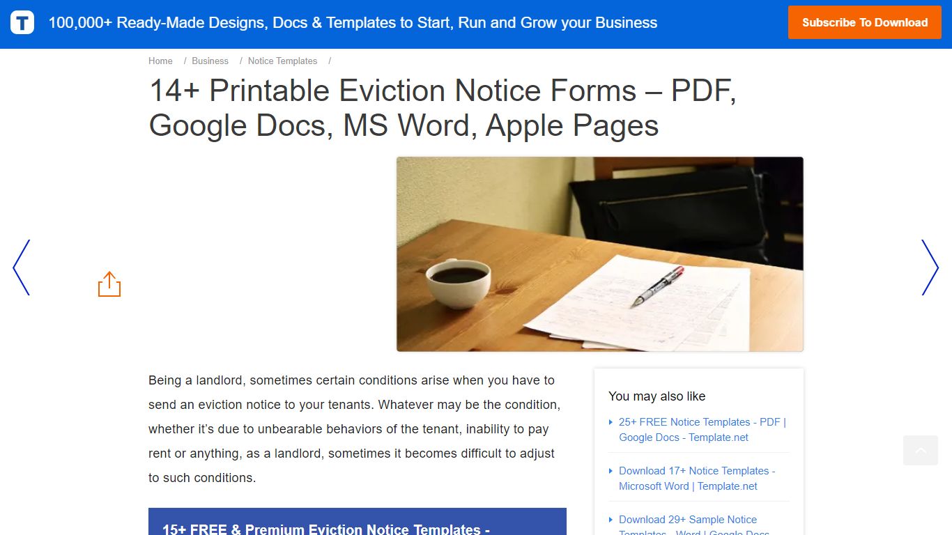 14+ Printable Eviction Notice Forms – PDF, Google Docs, MS Word, Apple ...