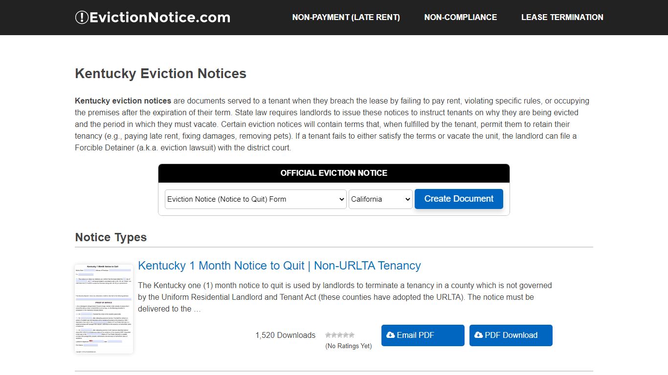 Free Kentucky Eviction Notices